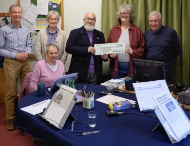 Cotswold Vale Talking Newspaper Volunteers and Aziz Chowdhry.