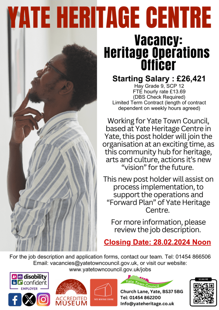 Poster advertising Yate Heritage Operations Officer vacancy